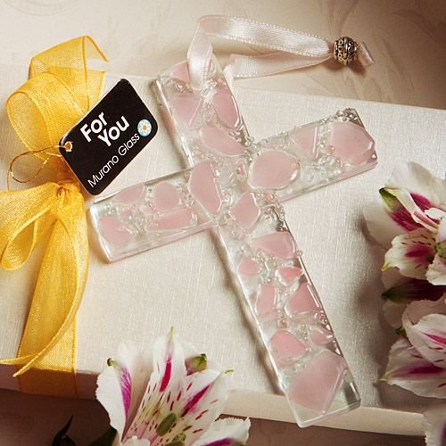 Murano Glass Collection Hanging Cross Favor (Pink) Real Wedding Day
