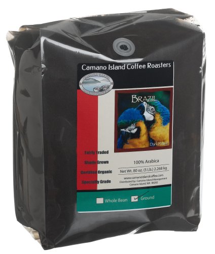 Camano Island Coffee Roasters Brazil, Dark Roast, Ground, 5 Pound Bag by Camano Island Coffee Roasters