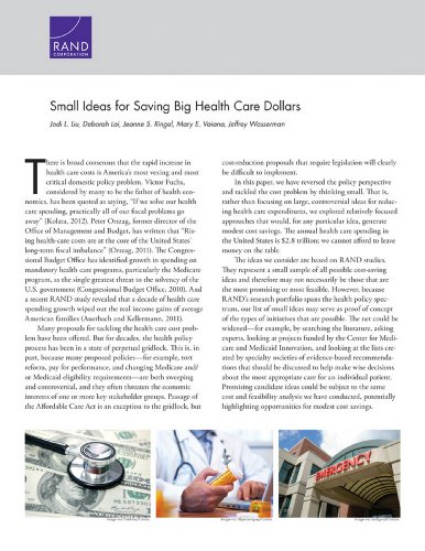 Small Ideas for Saving Big Health Care Dollars