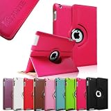 Fintie (Magenta) 360 Degree Rotating Stand Smart Cover PU Leather Case for Apple iPad 4th Generation Retina Display / the new iPad 3 / iPad 2 (Wake/sleep Function)-Multi Color Options