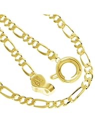 925 Solid Sterling Silver Figaro Chain 16 Inches 2.9 mm 14K Gold Plated 5.7 Grams