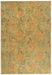2'6" x 4'3" Rectangular Oscar Isberian Rugs Area Rug Woodland/Green Color Hand Tufted India "Martha Stewart Collection" Arcadia Design