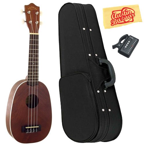 Lanikai LU-21P Pineapple Ukulele Bundle with Hardshell Case, Tuner, and Polishing Cloth