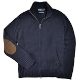 Polo Ralph Lauren Suede Patch Full Zip Mock Neck Sweater