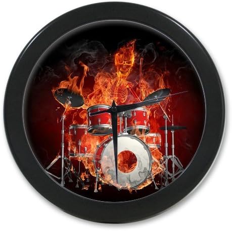 rock flaming drum set/drum kit musical instrument Custom Elegant Wall Clock 100% Quartz