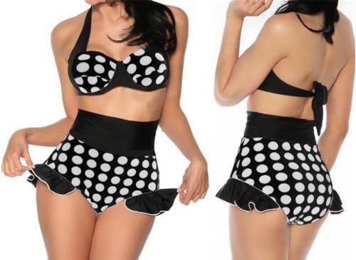 PrettyGirl Women Bikini swimsuits Padded Trikini Swimwear high bottom swimwear with spots on it
