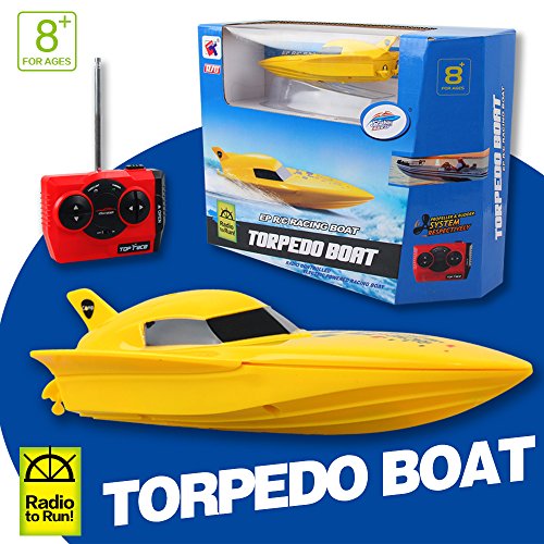 Litzpy's EP Top Racer High Speed Remote Control Electric Boat RC Boat Yellow - For In Water Use Only