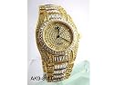 Adee Kaye Gold Iced Out Presidential Mens Watch With White Austrian Crystals