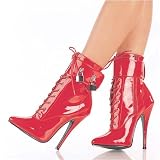 Pleaser Boots Womens DOMINA-1023 6" Lace-up Ankle Boot with Three Interchangeable Ankle Cuffs, Side Zip Available in 3 Colors
