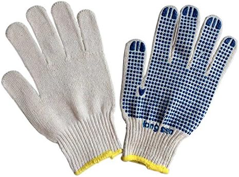 2 Pack PVC-dotted Cotton Knitted Factory Industry Work Protect Gloves, 50g/pair, 12 pairs/pack (DK-OD011) (Blue)
