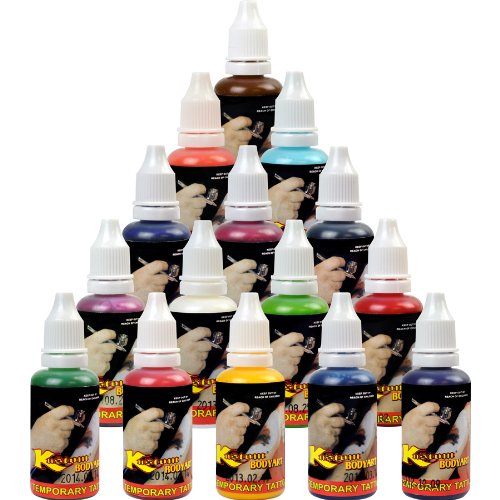 Custom Body Art -15 Color Kit Temporary Tattoo 1 Ounce Airbrush Paint Body Ink Set by Master Airbrush Custom Body Art -15 Color Kit Temporary Tattoo 1 Ounce Airbrush Paint Body Ink Set by Master Airbrush