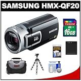 Samsung HMX-QF20 Flash Memory HD WiFi Digital Video Camcorder (Black) with 16GB Card + Battery + Tripod + Case + Accessory Kit