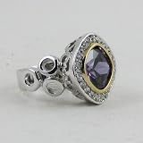 Gold and Silver Amethyst Sterling Silver Ring Size 9