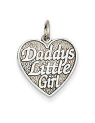14k White Gold Polished Daddys Little Girl in Heart Pendant. Metal Wt- 1.5g