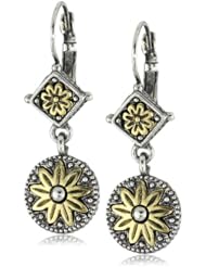 1928 Jewelry Silver Tone Brass Floral Dangle Earrings