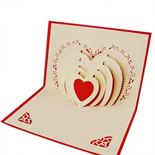 Qubie® 3D POP UP Customized Greeting Words Creative Wedding Invitation Paper Card (Heart)