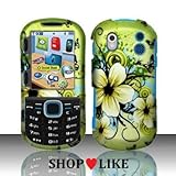 Rubberized Green Hawaiian Flower + Brown Flowers Snap on Design Case Hard C ....