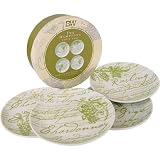 Boxed White or Red Wine Cocktail Plates, Set of 4 with Writings on them