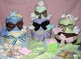 3 Tier Shabby Chic Diaper Baby Diaper Cake - New Great Colors