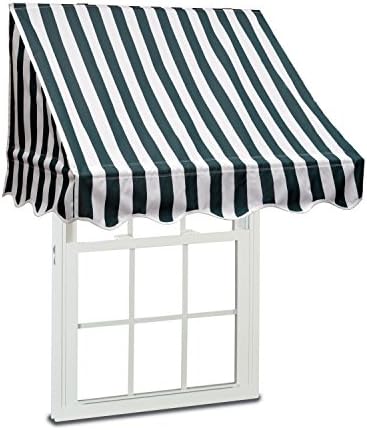ALEKO 4x2 Feet Green/White Stripe Window Awning Door Canopy 4-Foot Decorator Awning