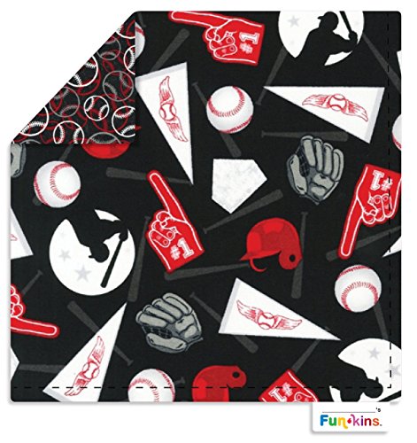 Funkins Cloth Napkin/Placemat for Kids: Baseball Buddies, Black