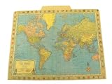 World Map Travel 12 File Folders with Vintage Designs Manila Folder Set