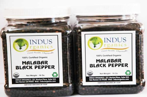 Indus Organic Malabar Black Peppercorns Spice 1 Lb