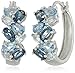 Amazon Collection Sterling Silver Genuine Blue Topaz Tonal Gemstone Cluster Hoop Earrings