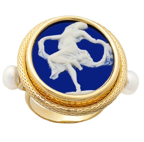 Tagliamonte Yellow Agate Cameo Pearl