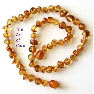 The Art of Cure TM - Baltic Amber Baby Teething Necklace - Honey w/"THE ART OF CURE TM" Jewelry Pouch