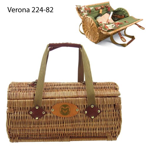 Buy Colorado State Rams NCAA Verona Two-Lid Willow Basket (Hunter Green) (Engraved Logo) by Picnic Time