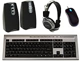 Deluxe COMPUTER SPEAKERS,MOUSE,KEYBOARD,HEADPHONE COMBO SET NIB