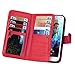 S5 Case, Galaxy S5 Case - Egrace Vintage Classic Wallet Case Hard Shell Skin Case [Stand View] Samsung S5 Premium PU [Wallet Case] Leather Case with Built-in 9 Card Slots Galaxy S5 / Galaxy SV / Galaxy S V (2014) (Red)