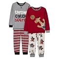 Toddler Boys' Just One Year 4pc Giraffe/Bear Cotton Pajama Set - Red/Grey