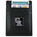 MLB Colorado Rockies Black Leather Money Clip and Business Card Holder