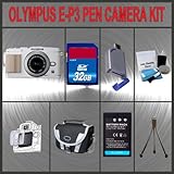 Olympus E-P3 PEN Digital Camera with 14-42mm Lens (White) + Huge Accessorie ....