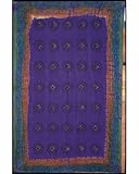 Purple Mantra Print Indian Bedspread, Double Size