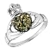 Green Amber and Sterling Silver Irish Claddagh Ring Sizes 4,5,6,7,8,9,10,11,12.