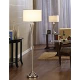 Brushed Nickel & Fabric Shade Standing Floor Lamp