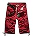 Lega Mens Summer Loose Fit Twill Multi Pocket Cargo Shorts(Red/38)