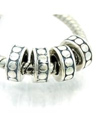 (Set of 4) .925 Sterling Silver Spacer Beads Compatible with Pandora Chamilia Kay Troll Bracelet