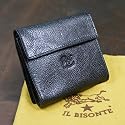 イルビゾンテ[IL BISONTE] 　革財布・コインケース付き三つ折り財布／黒-C0455-135