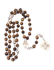 All Silver with Tiger Eye beads Rosary - grade A (42 cm or 16.5 inches long)