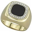 14kt Yellow Gold Handsome Black Onyx and Diamond Men's Ring