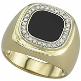 14kt Yellow Gold Handsome Black Onyx and Diamond Men's Ring