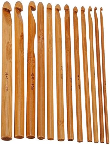 12 Size Bamboo Crochet Hooks Knitting Needles 3-10mm Sweater Needle Carbonized on Promotion