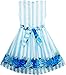 Sunny Fashion Girls Dress Striped Rose Print Tulle Blue
