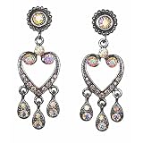 Earrings - E117 - Crystal Heart Chandelier (Sm) ~ Clear AB (Irridescent)