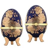 Large Porcelain Egg Hand Painted Trinket Box (Set of 2)