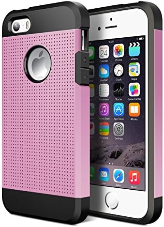 iPhone 5S Case,iPhone SE Case,Geminiman Hybrid Dual Layer Slim Case Flexible TPU Bumper &amp; Hard PC Back Rugged Premium ShockProof Protective Durable Cover For Apple iPhone 5S/SE/5(Pink)